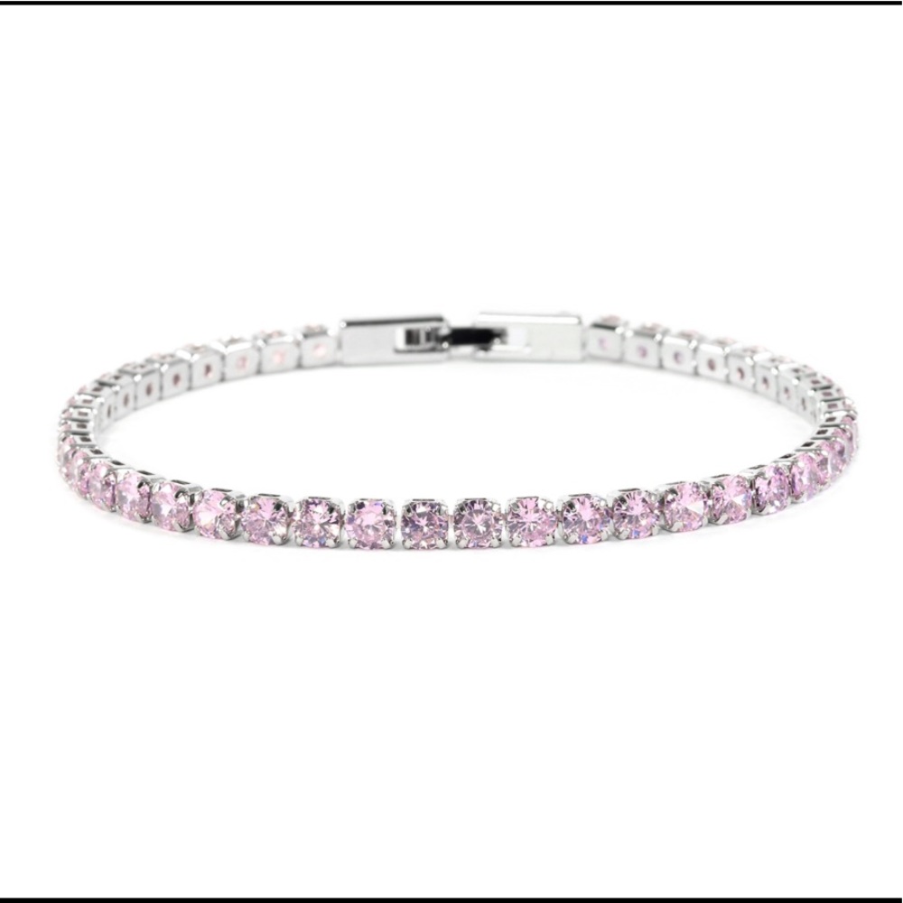 Simulated Pink Diamond Tennis Bracelet